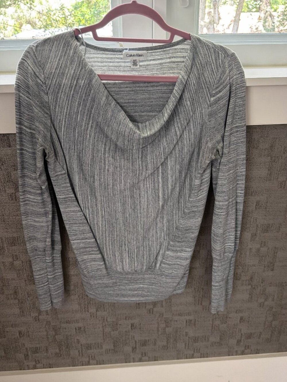 Calvin Klein Gray Marled Knit Short Sleeve Top – Size Small/Petite